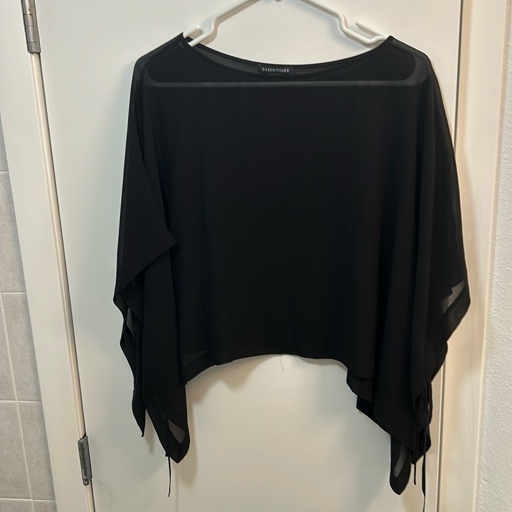 Eileen fisher sheer silk poncho